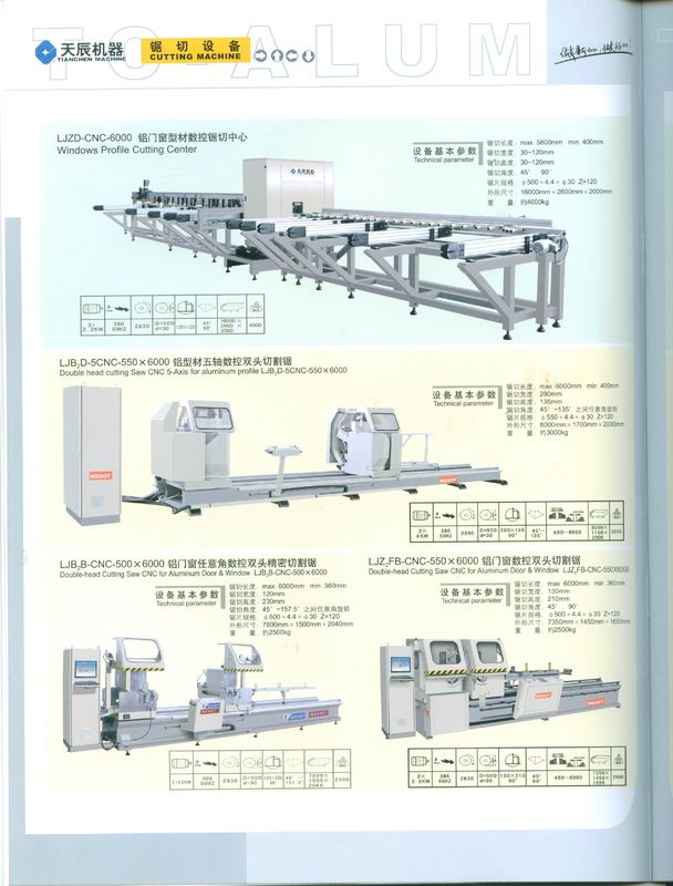 Podwójna głowica tnąca CNC 5-osiowa dla profili aluminiowych LJB2D-5CNC-550X6000